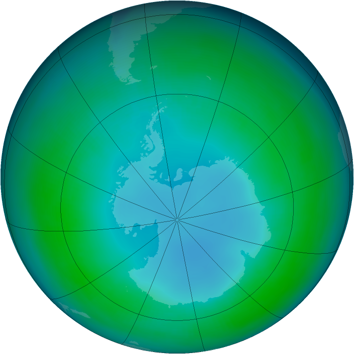 Antarctic ozone map for May 1988